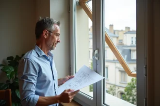 Architecte examinant un velux dans un appartement parisien