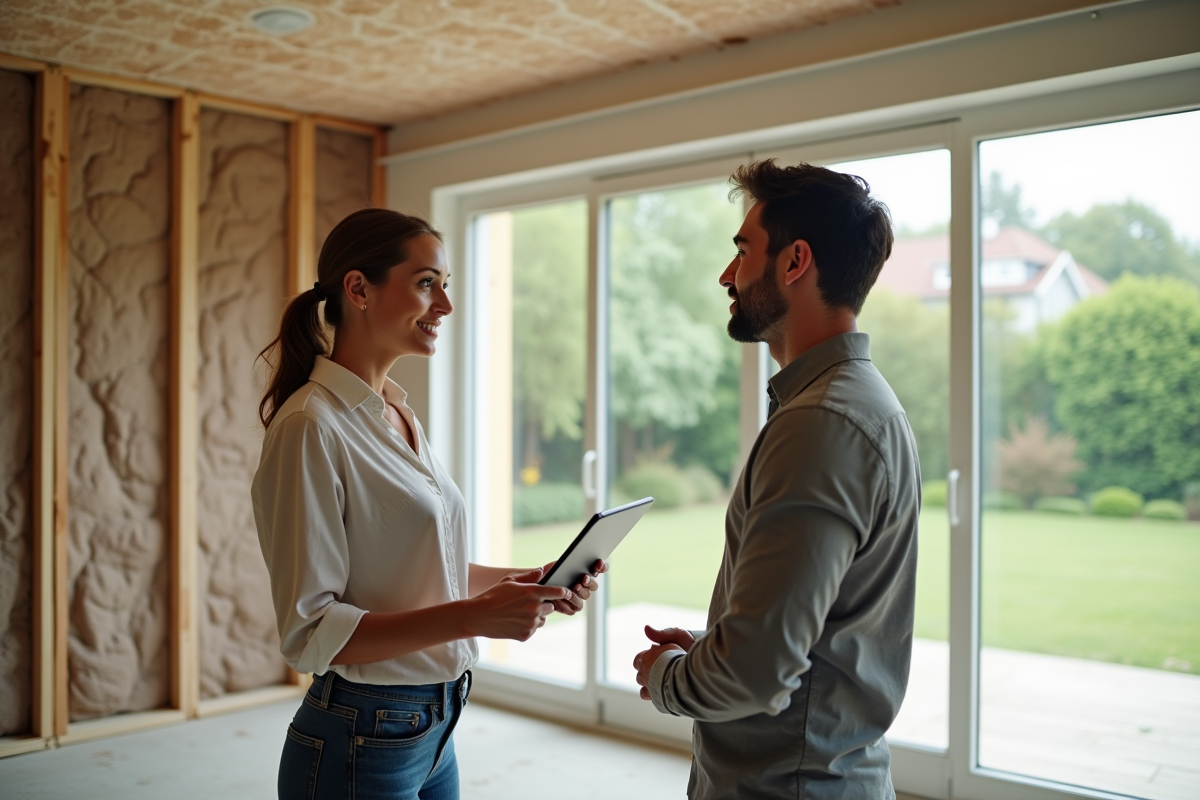 Architecte discutant plans de renovation intérieure