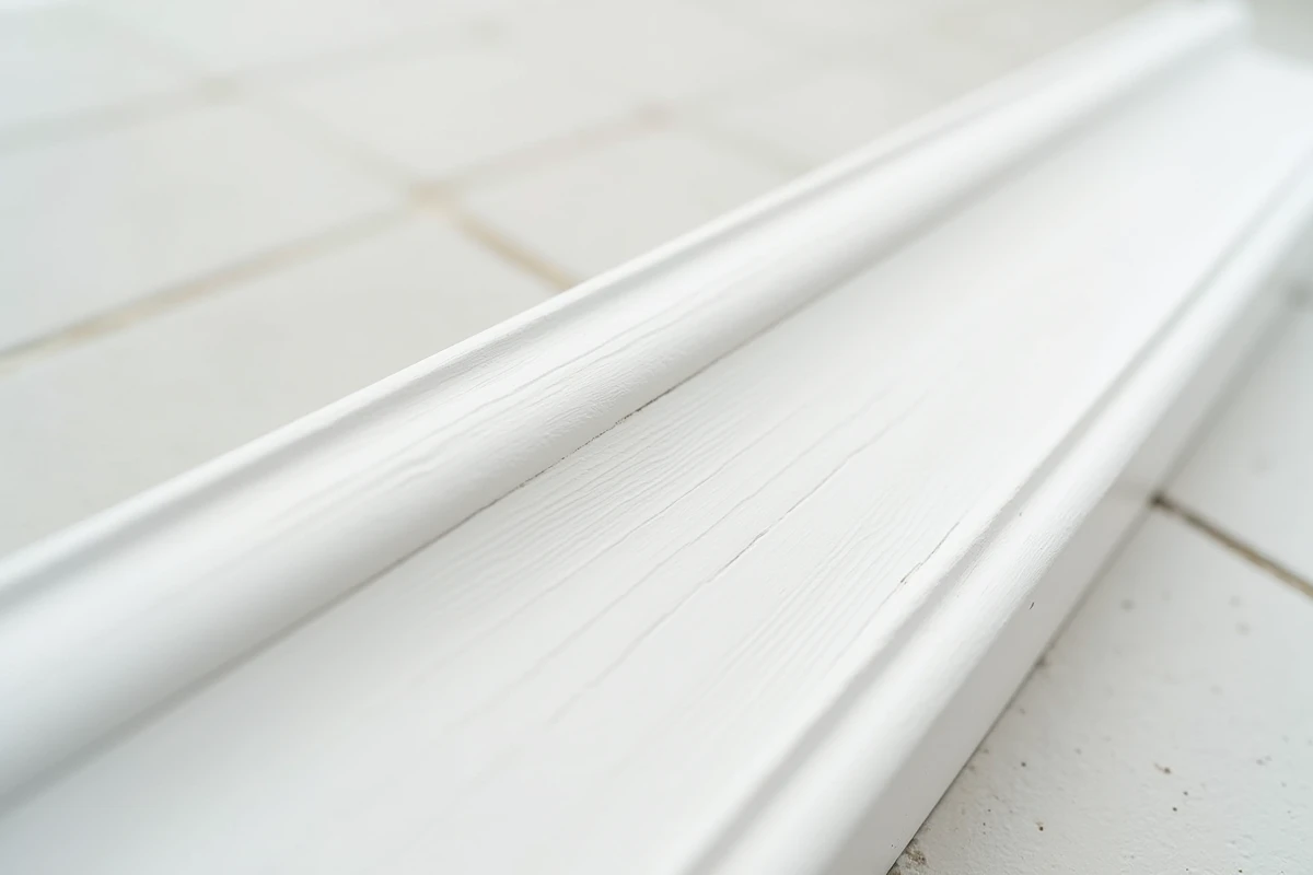 Comparaison entre une boiserie peinte en blanc sans traces de pinceau et une surface avec striures visibles