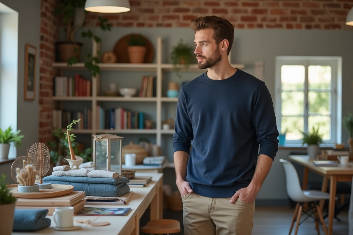 Jeune homme choisissant des accessoires pour la maison