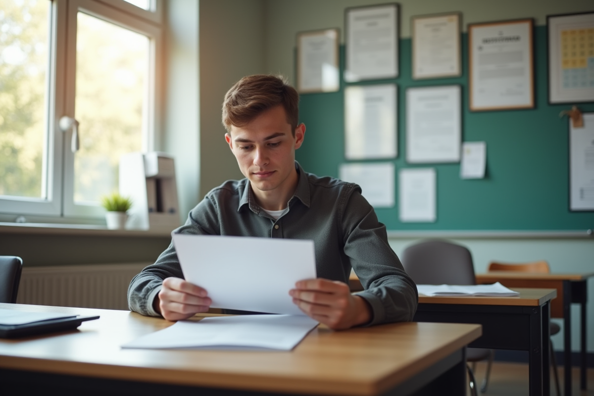 Jeune homme étudiant la formation en déménagement dans une salle